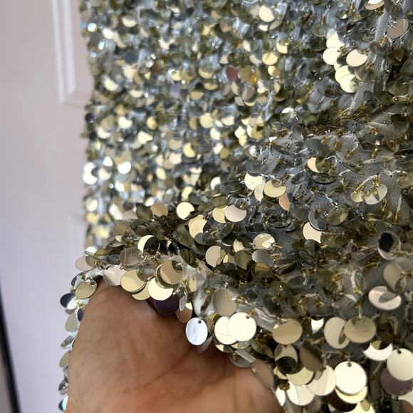 St. John Women´s Evening Silver Gold Beaded Sequin Short Sleeve Top Size P/S - Picture 9 of 13